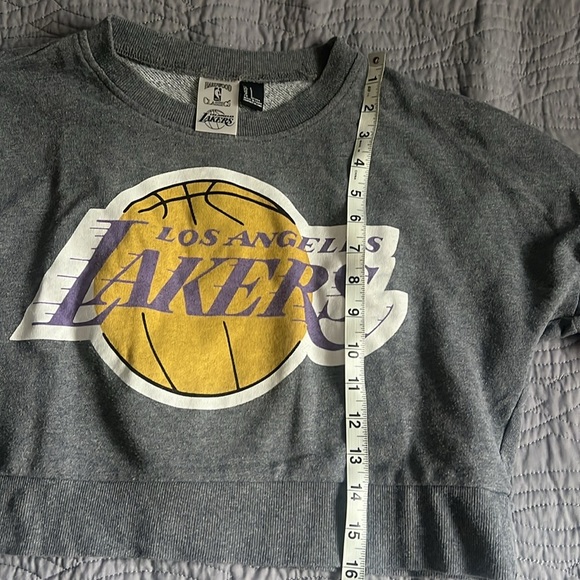 Los Angeles Lakers Gray Cropped Sweater - Picture 7 of 7